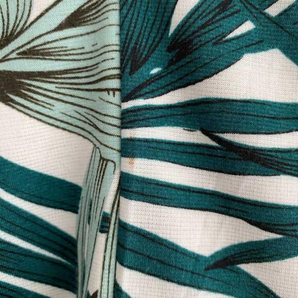 H&M Green Palm Leaf Fit & Flare Dress | Tropical V-Neck Sleeveless Dress Size S - Picture 5 of 6
